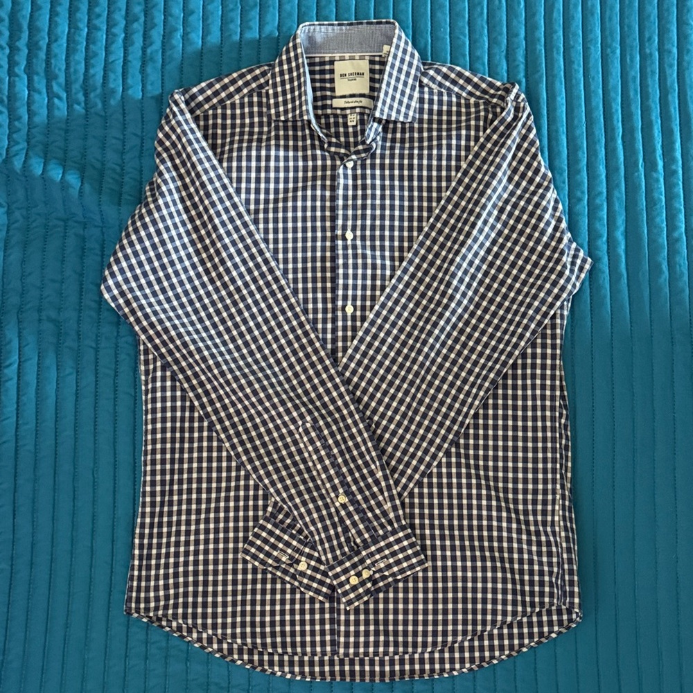Ben Sherman Blue and White Checkered Button Down Shirt
